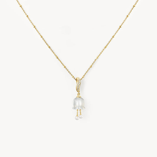 Blossom Lily of the Valley Necklace with Freshwater Pearl