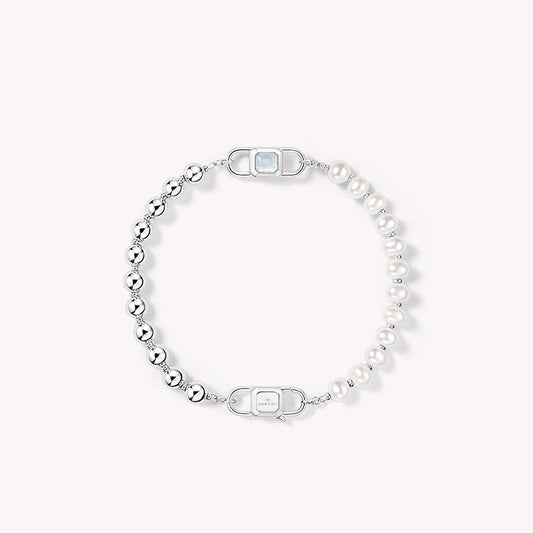 Urban Mother-of-Pearl & Crystal Bracelet with Freshwater Pearl Bead