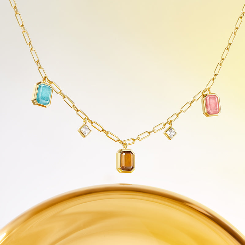 Ms. Lola Tri-Color Gemstone Necklace