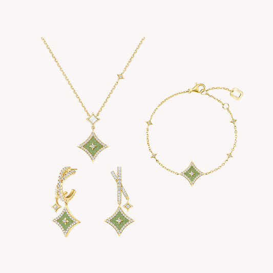 Aventurine Necklace & Earrings & Bracelet Gift Set