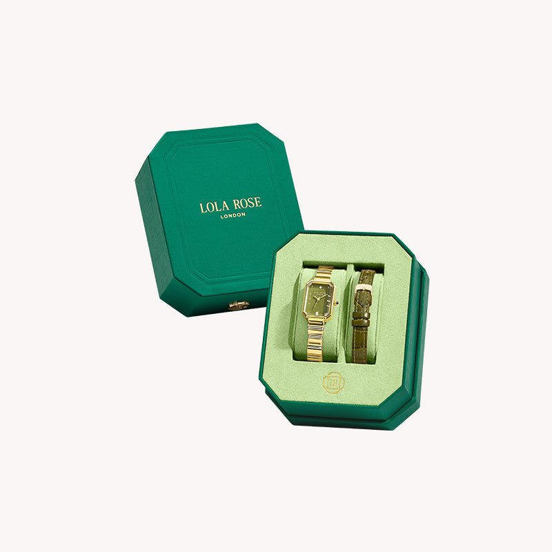 New Ms. Lola Green Onyx Watch With Two Strap Set