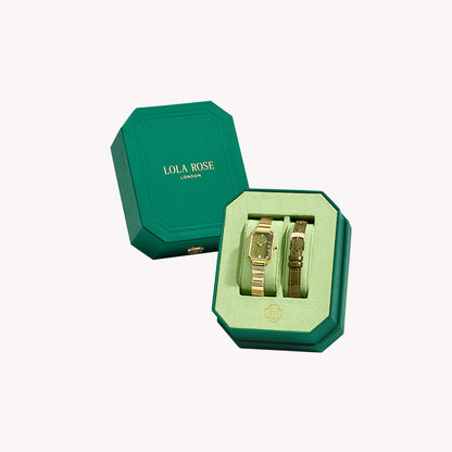 New Ms. Lola Green Onyx Watch With Two Strap Set