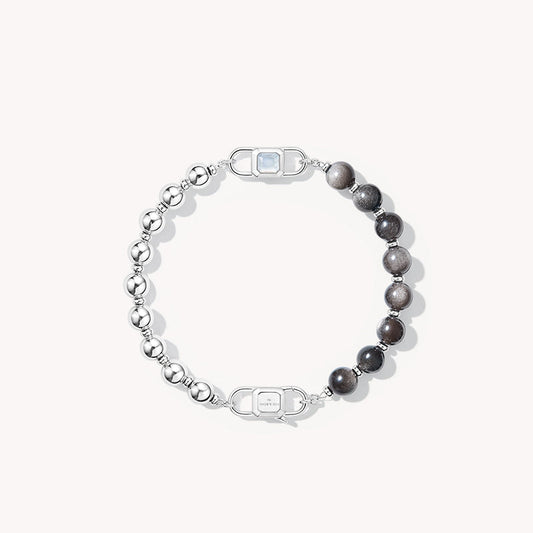 Urban Black Obsidian & Mother-of-Pearl with Crystal Bead Bracelet