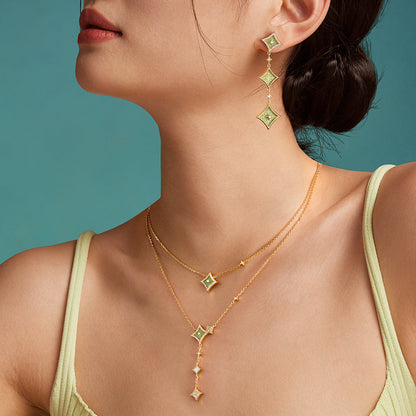 Aventurine Chain Necklace & Earrings Gift Set