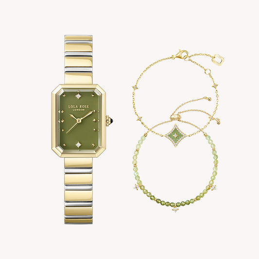 Ms. Lola Green Onyx Watch & 2-Piece Bracelet Gift Set