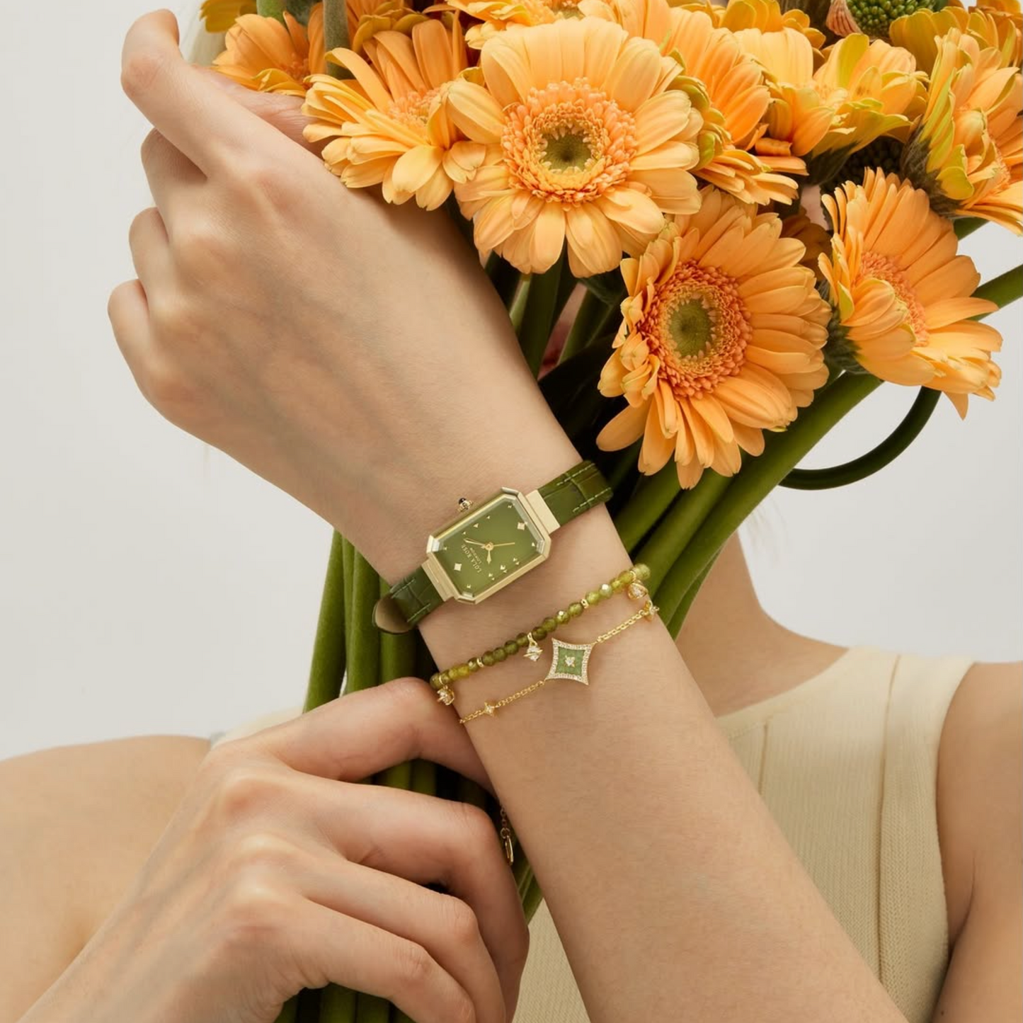 Ms. Lola Green Onyx Watch & 2-Piece Bracelet Gift Set
