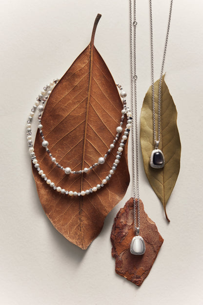 New Silver-Sand Obsidian Necklace Gift Set