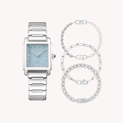 Urban Blue Quartzite Jade Watch & Bracelet Gift Set (3-Piece)