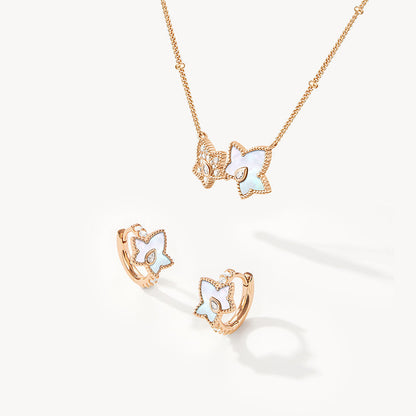 Mother of Pearl Bead Necklace & Huggie Earrings Set