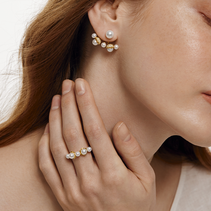 Blossom Lily of the Valley Earrings with Freshwater Pearl
