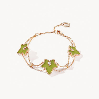 Ivy Green Onyx Three-Leaf Bracelet
