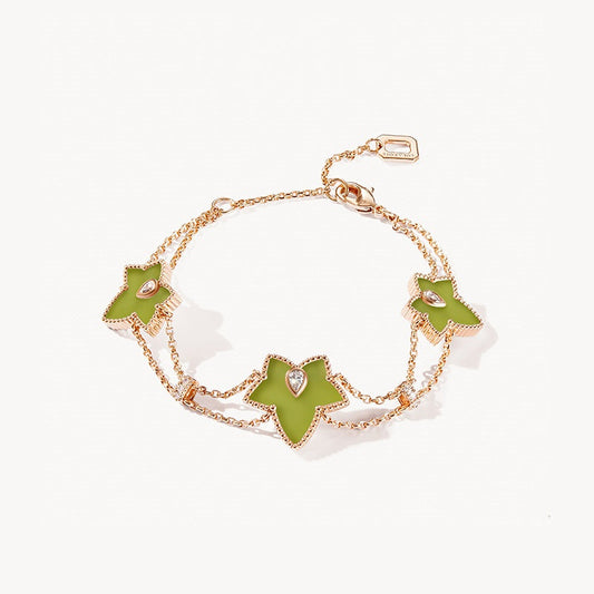 Ivy Green Onyx Three-Leaf Bracelet