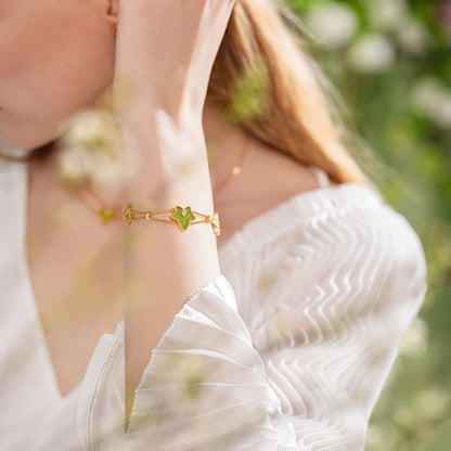 Ivy Green Onyx Three-Leaf Bracelet