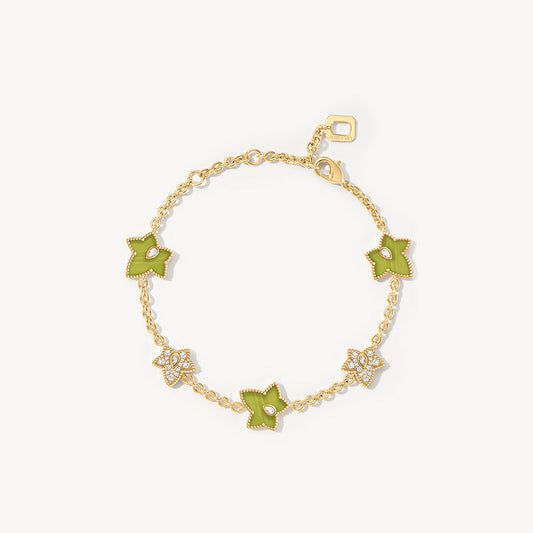 Lola Rose x AHALOLO Ivy Collection Green Calcite Bracelet, 5 leaf motif