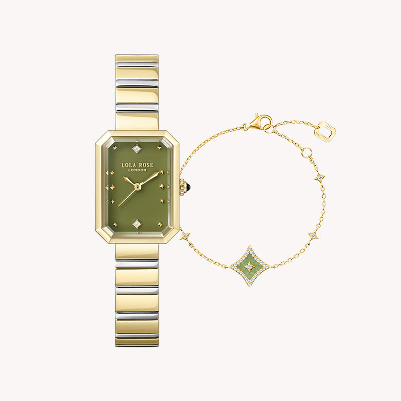 Ms. Lola Green Onyx Watch & Aventurine Starlight Bracelet Gift Set