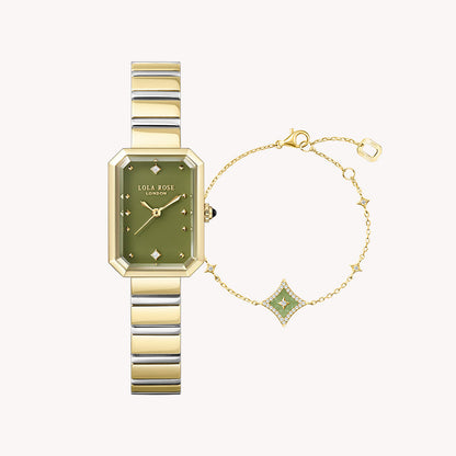 Ms. Lola Green Onyx Watch & Aventurine Starlight Bracelet Gift Set