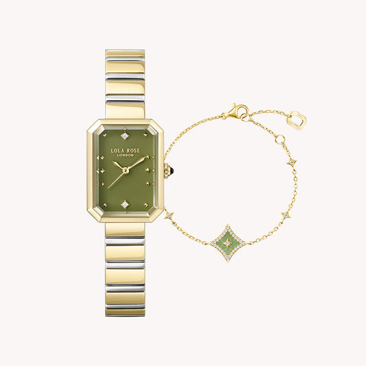 Ms. Lola Green Onyx Watch & Aventurine Starlight Bracelet Gift Set