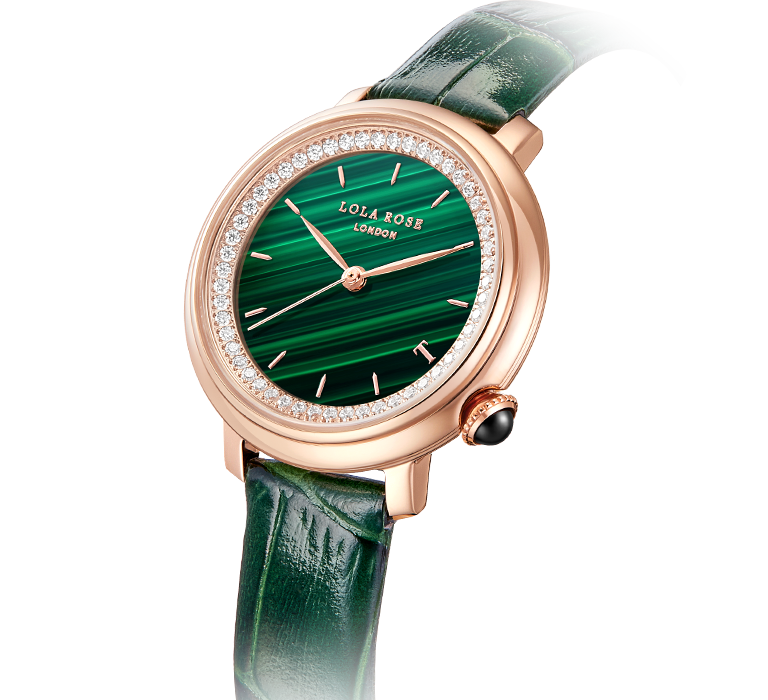 Malachite Watch With Zircon