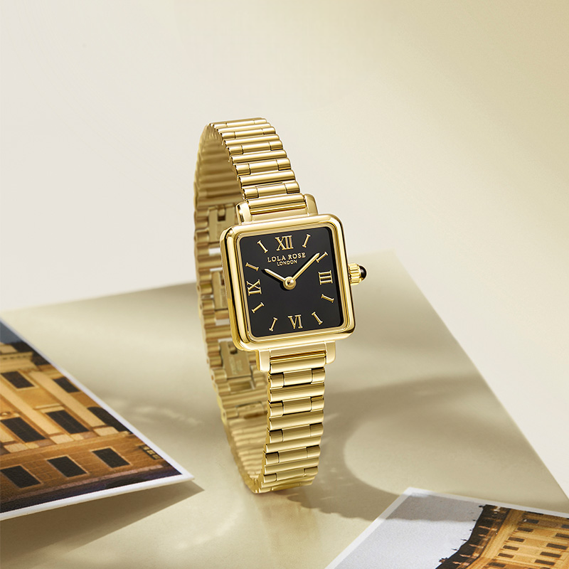 Golden Black Onyx Watch