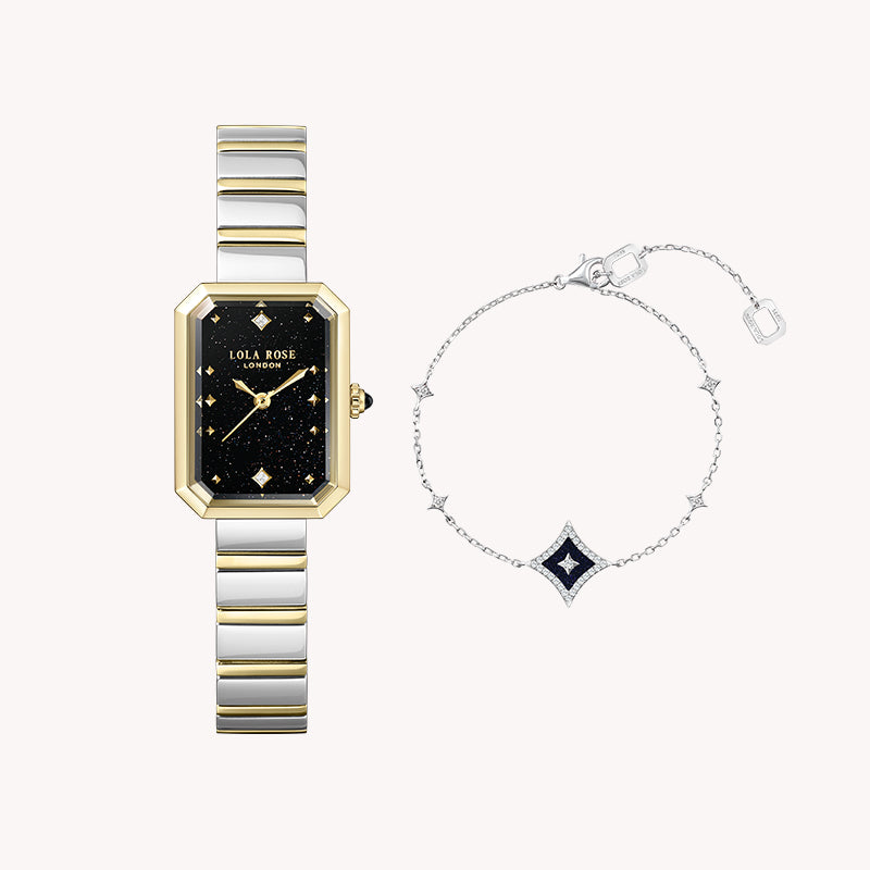 Ms. Lola Black Sandstone Watch & Starlight Bracelet Gift Set