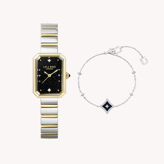 Ms. Lola Black Sandstone Watch & Starlight Bracelet Gift Set