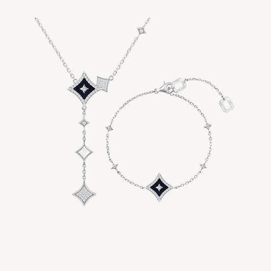 Blue Sandstone Chain Necklace & Bracelet Gift Set