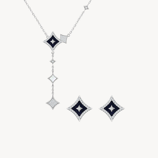Blue Sandstone Chain Necklace & Earrings Gift Set