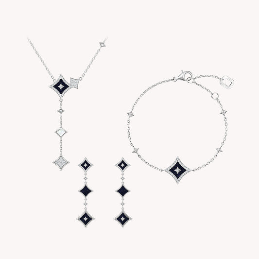 Blue Sandstone Necklace & Earrings & Bracelet Gift Set