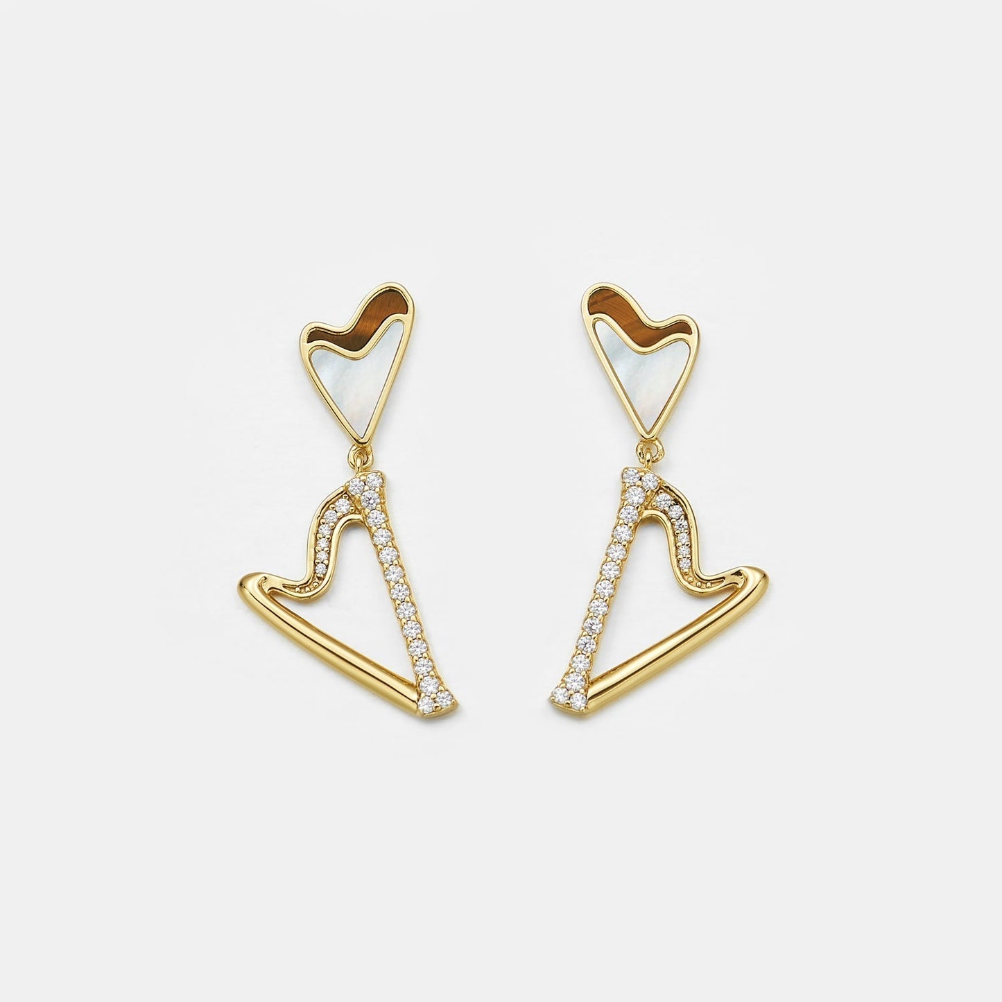 Double Heart Mother of Pearl Earrings