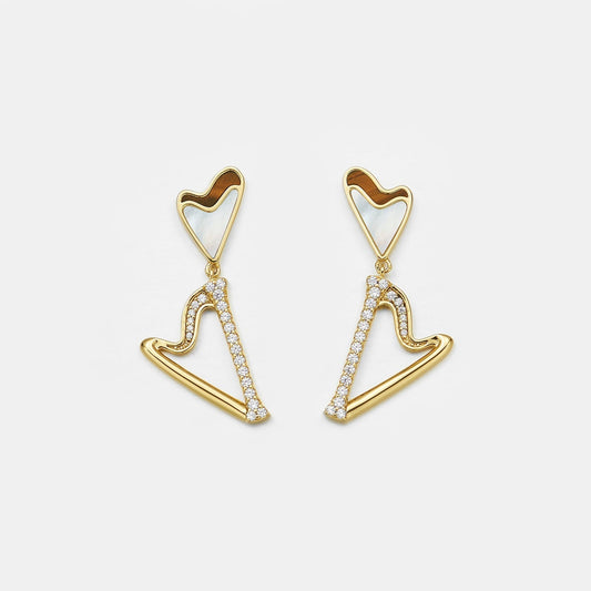 Double Heart Mother of Pearl Earrings