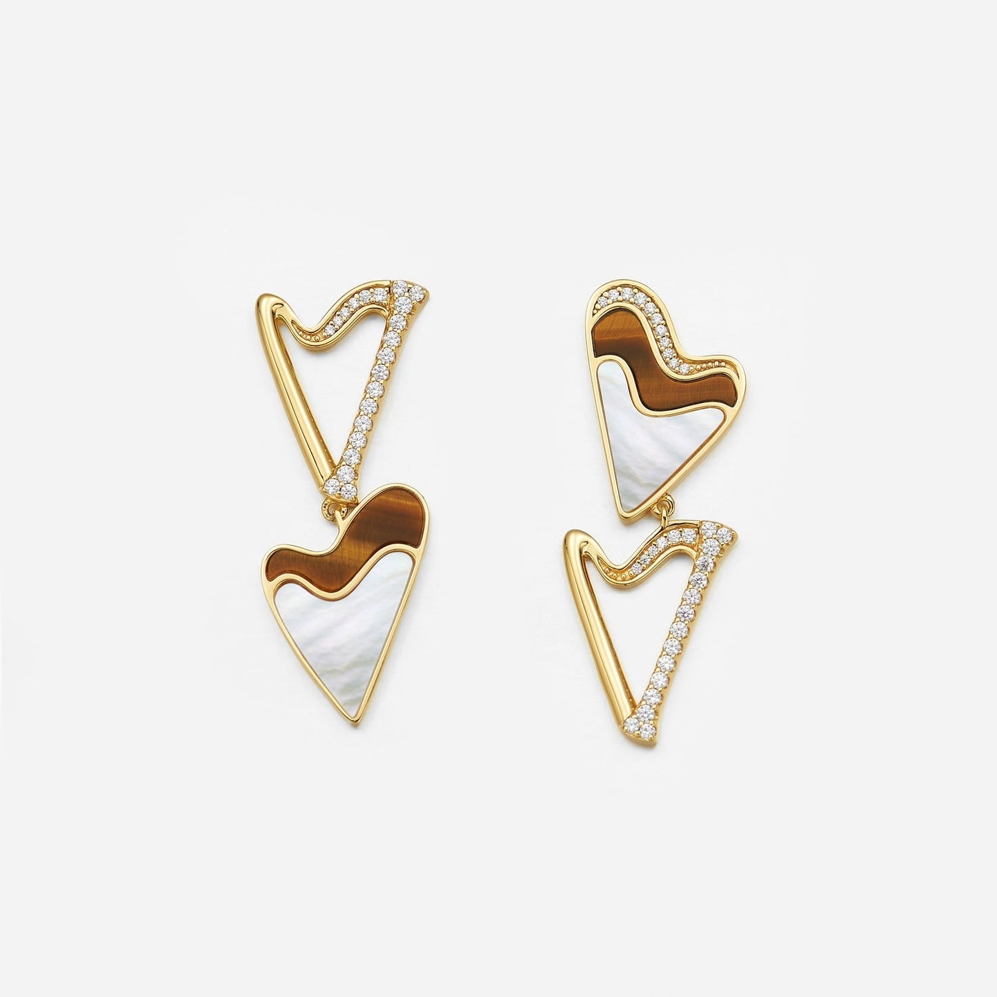 Double Heart Mother of Pearl Earrings