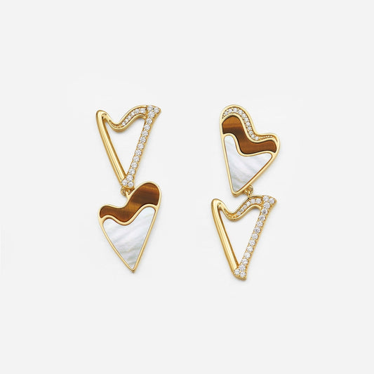 Double Heart Mother of Pearl Earrings