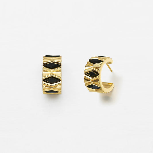 Pediment Black Onyx Earrings