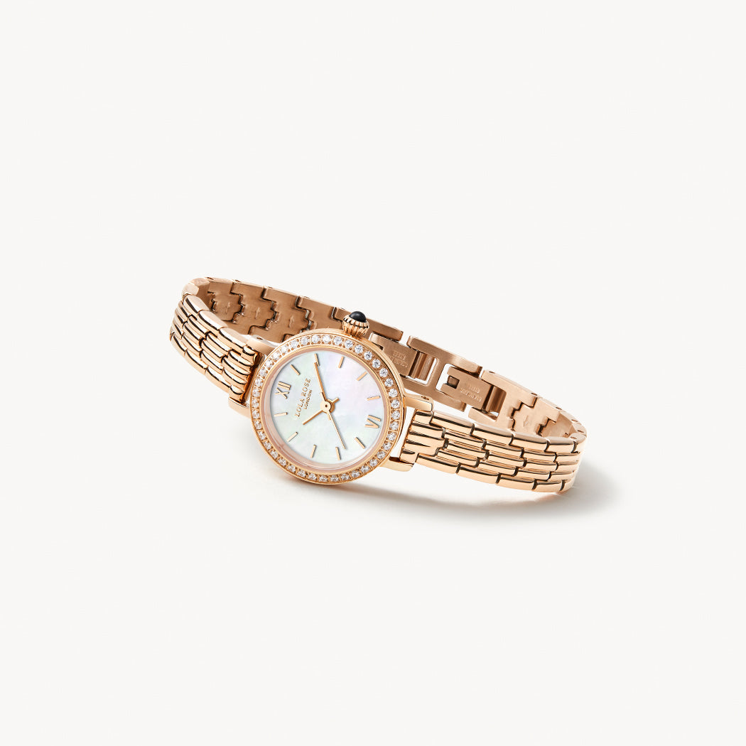 Rose Gold Mother of Pearl Watch with Cubic Zirconia