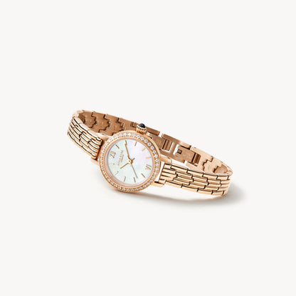 Rose Gold Mother of Pearl Watch with Cubic Zirconia