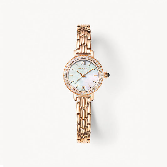 Rose Gold Mother of Pearl Watch with Cubic Zirconia