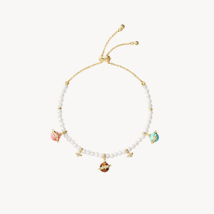 Cube Mother of Pearl Watch & Pearl Bracelet Gift Set