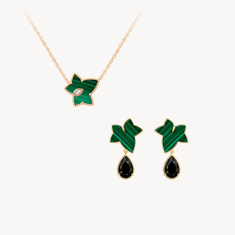 Malachite Necklace & Earrings Gift Set