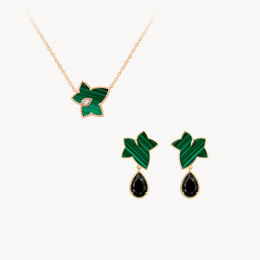 Malachite Necklace & Earrings Gift Set
