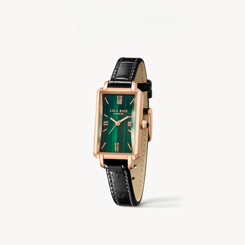 Slender Waist Malachite Textured Watch with Two Strap Set