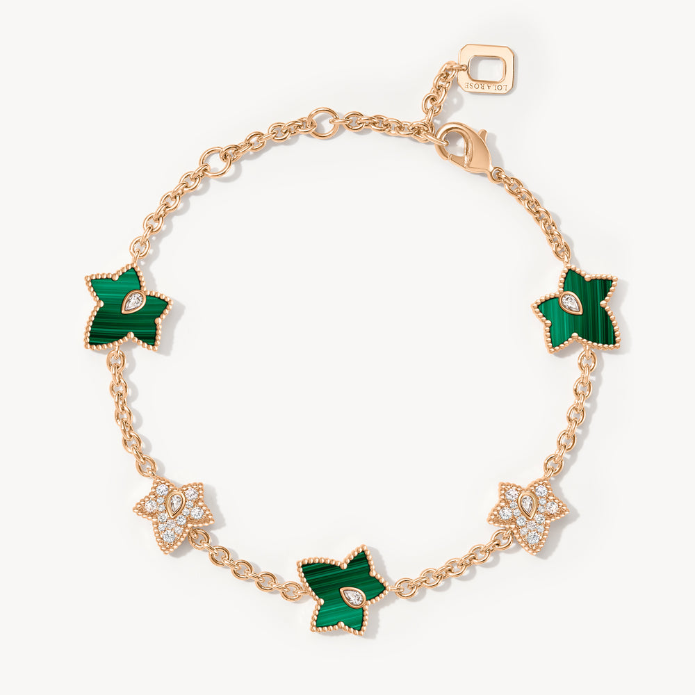 Malachite Bead Bracelet & Huggie Earrings Set