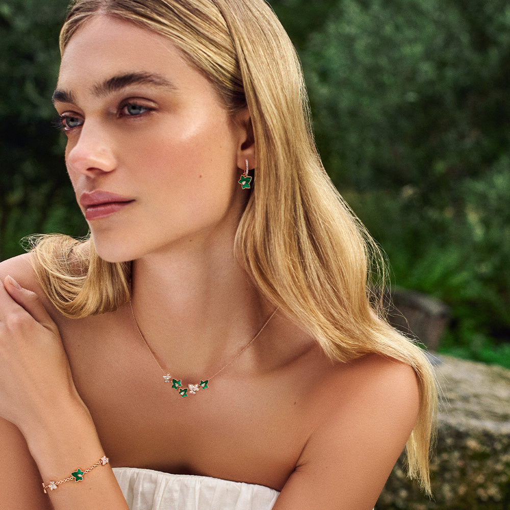 Malachite Bead Bracelet & Drop Earrings Set