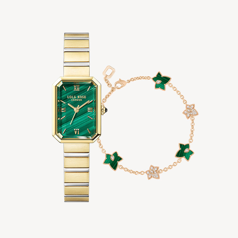 Ms. Lola Malachite Watch & Bracelet Gift Set
