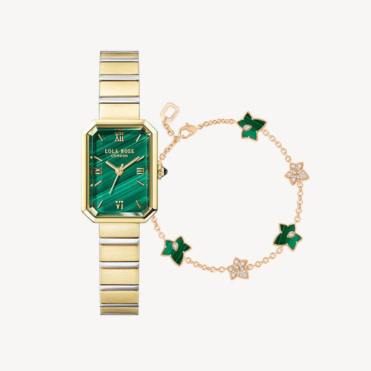 Ms. Lola Malachite Watch & Bracelet Gift Set