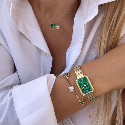 Ms. Lola Malachite Watch & Bracelet Gift Set